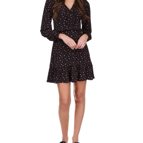Michael Kors Dresses & Skirts - Michael | Michael Kors | Black Dress with Red Floral Pattern